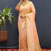 Fragrant Peach Soft Banarasi Silk Saree With Tempting Blouse Piece
