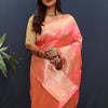 Pleasurable Baby Pink Soft Banarasi Silk Saree With Tantalizing Blouse Piece