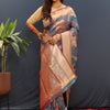 Imbrication Grey Soft Banarasi Silk Saree With Zephyr Blouse Piece
