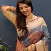 Imbrication Grey Soft Banarasi Silk Saree With Zephyr Blouse Piece