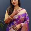Dissemble Purple Soft Banarasi Silk Saree With Pulsating Blouse Piece