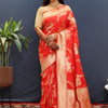 Assemblage Red Soft Banarasi Silk Saree With Exquisite Blouse Piece