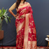 Adoring Wine Soft Banarasi Silk Saree With Vivacious Blouse Piece