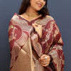 Twirling Maroon Soft Banarasi Silk Saree With Exceptional Blouse Piece