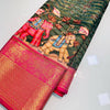 Charismatic Dark Green Kalamkari Printed Saree With Posh Blouse Piece