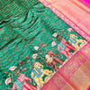 Charismatic Dark Green Kalamkari Printed Saree With Posh Blouse Piece