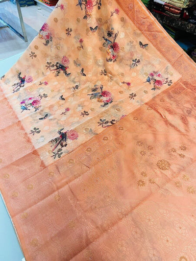 Pretty Peach Cotton Silk Saree With Precious Blouse Piece