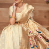 Intricate Beige Paithani Silk Saree With Smart Blouse Piece