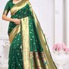 Prettiest Dark Green Paithani Silk Saree With Captivating Blouse Piece