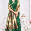 Prettiest Dark Green Paithani Silk Saree With Captivating Blouse Piece