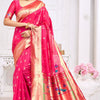 Adorable Dark Pink Paithani Silk Saree With Impressive Blouse Piece
