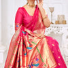 Adorable Dark Pink Paithani Silk Saree With Impressive Blouse Piece