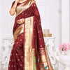 Invaluable Maroon Paithani Silk Saree With Wonderful Blouse Piece