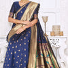 Pretty Navy Blue Paithani Silk Saree With Amazing Blouse Piece