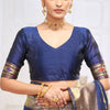 Pretty Navy Blue Paithani Silk Saree With Amazing Blouse Piece