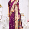 Majesty Wine Paithani Silk Saree With Blissful Blouse Piece