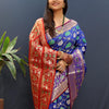 Beleaguer Blue Patola Silk Saree with Exemplary Blouse Piece