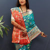 Susurrous Sky Patola Silk Saree with Dulcet Blouse Piece