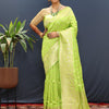Evocative Parrot Soft Banarasi Silk Saree With Mellifluous Blouse Piece