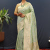 Serendipity Pista Soft Banarasi Silk Saree With Magnetic Blouse Piece