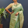 Confounding Sea Green Soft Banarasi Silk Saree With Smashing Blouse Piece