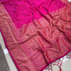 Bucolic Dark Pink Soft Banarasi Silk Saree With Demanding Blouse Piece