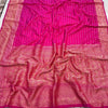 Bucolic Dark Pink Soft Banarasi Silk Saree With Demanding Blouse Piece