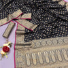 Lovely Black Banarasi Satin Silk Saree With Classy Blouse