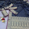 Blissful Navy Blue Banarasi Satin Silk Saree With Adoring Blouse