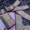 Blissful Navy Blue Banarasi Satin Silk Saree With Adoring Blouse