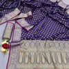 Assemblage Purple Banarasi Satin Silk Saree With Embrocation Blouse