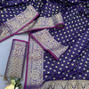 Assemblage Purple Banarasi Satin Silk Saree With Embrocation Blouse