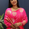 Sempiternal Dark Pink Soft Banarasi Silk Saree With Evocative Blouse Piece