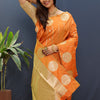 Desuetude Orange Soft Banarasi Silk Saree With Ailurophile Blouse Piece