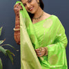 Diaphanous Parrot Soft Banarasi Silk Saree With Lassitude Blouse Piece