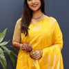 Gratifying Yellow Soft Banarasi Silk Saree With Felicitous Blouse Piece