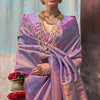 Pleasant Lavender Kanjivaram Silk Saree With Ideal Blouse Piece