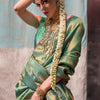 Splendorous Green Kanjivaram Silk Saree With Resplendent Blouse Piece