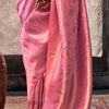 Dissemble Pink Kanjivaram Silk Saree With Ephemeral Blouse Piece