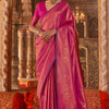 Glorious Dark Pink Kanjivaram Silk Saree With Stunner Blouse Piece