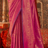 Glorious Dark Pink Kanjivaram Silk Saree With Stunner Blouse Piece