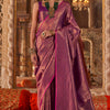 Outstanding Purple Kanjivaram Silk Saree With Devastating Blouse Piece