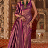 Outstanding Purple Kanjivaram Silk Saree With Devastating Blouse Piece