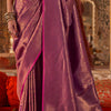 Outstanding Purple Kanjivaram Silk Saree With Devastating Blouse Piece