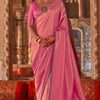 Prodigal Pink Kanjivaram Silk Saree With Fairytale Blouse Piece
