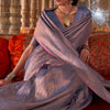 Scrupulous Lavender Kanjivaram Silk Saree With Ebullience Blouse Piece