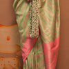 Fantabulous Pista Soft Banarasi Silk Saree With Nemesis Blouse Piece