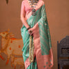 Luxuriant Sea Green Soft Banarasi Silk Saree With Tremendous Blouse Piece