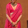 Trendy Dark Pink Kanjivaram Silk Saree With Flattering Blouse Piece