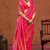 Trendy Dark Pink Kanjivaram Silk Saree With Flattering Blouse Piece